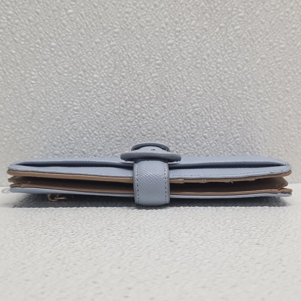 Anne Klein Blue Faux Leather Buckle Closure Clutch Wallet & Card Sleeve